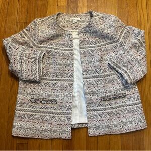 Coldwater Creek jacquard jacket with embellished pockets